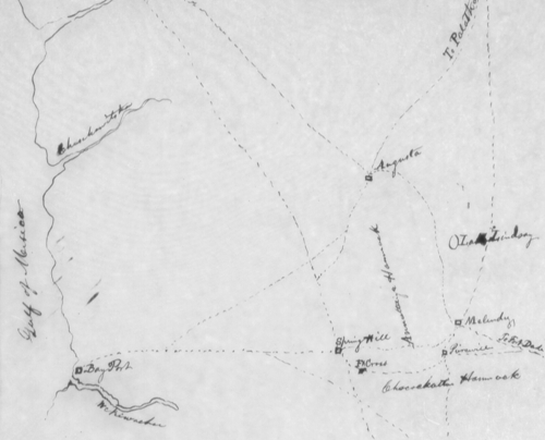 Map showing the location of the Melindez post office